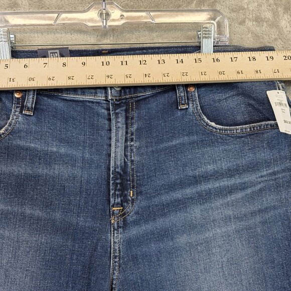 Gap Jeans Womens 33 Tall Blue Girlfriend Mid Rise Tapered Denim Low Stretch - Picture 4 of 15